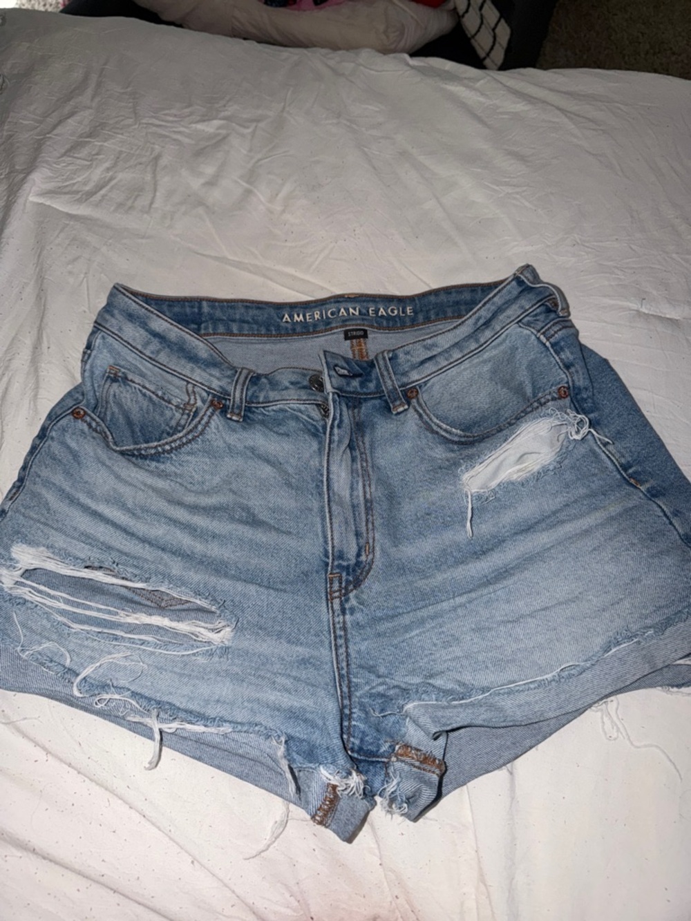 American Eagle Outfitters Light Wash Distressed Denim Shorts